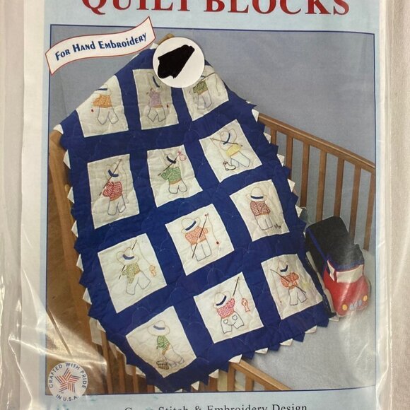 Jack Dempsey Needle Art 9” Nursery Quilt Blocks Little Boys - Picture 7 of 8